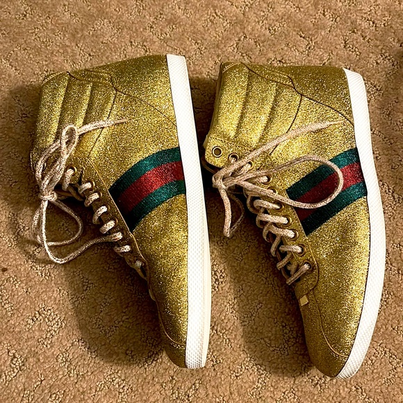 Gold Gucci Glitter Ace Sneakers Gucci Shoes Gucci Size 39 Women